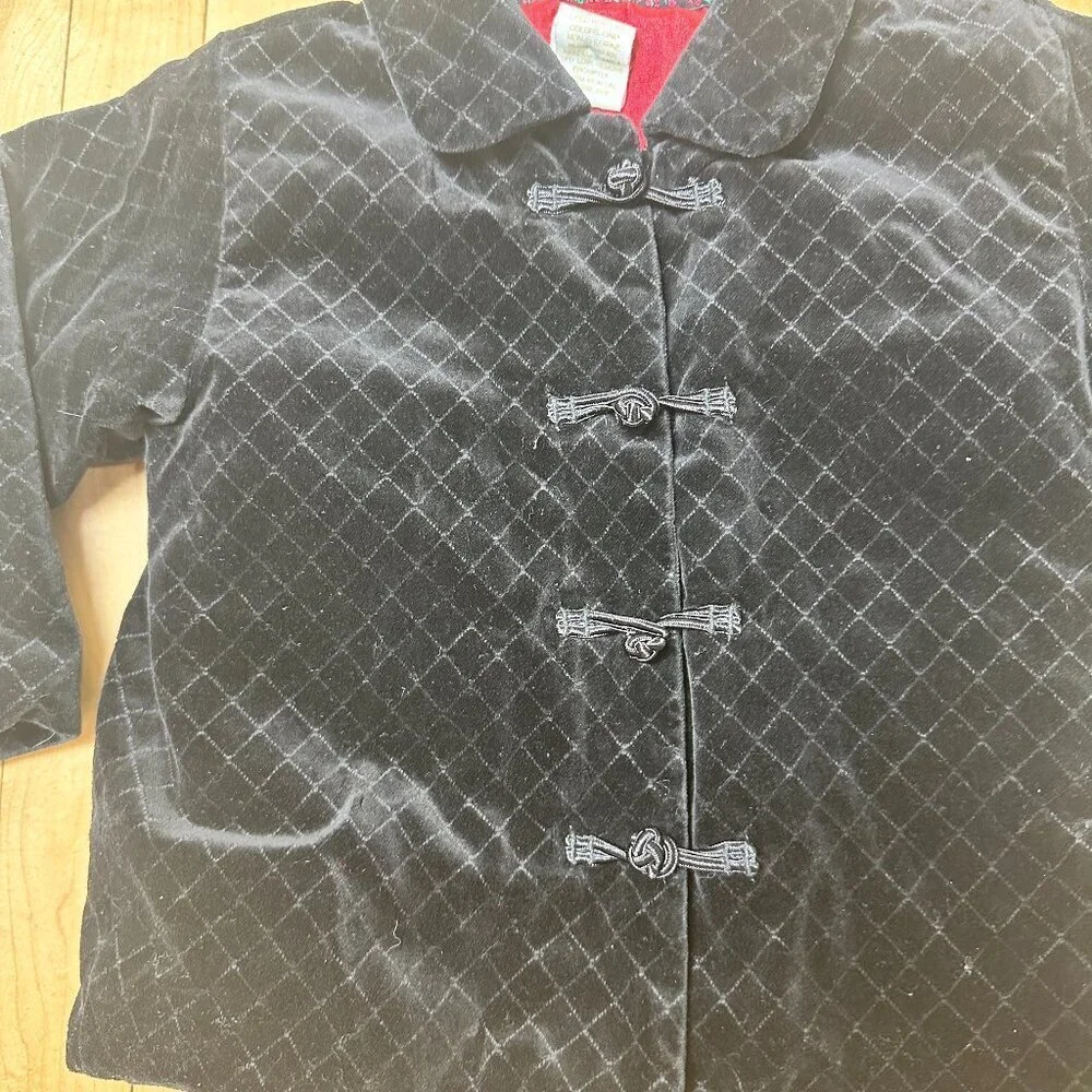 Baby GAP Vintage VELVET Quilted Jacket Coat Size 2T-3T Red satin Lining
